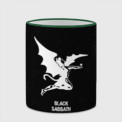 Кружка 3D Black Sabbath glitch на темном фоне, цвет: 3D-зеленый кант — фото 2