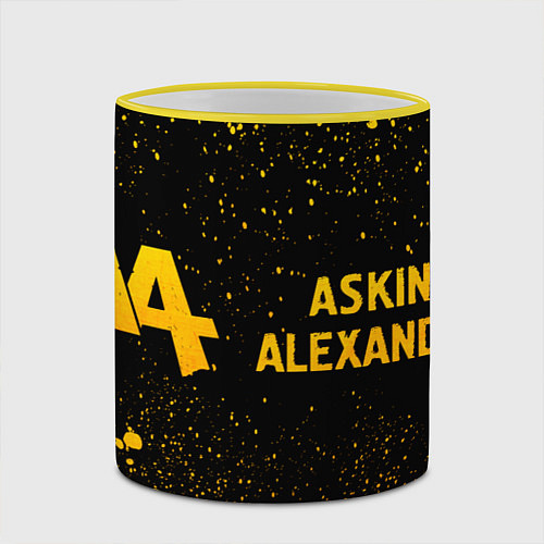 Кружка цветная Asking Alexandria - gold gradient по-горизонтали / 3D-Желтый кант – фото 2