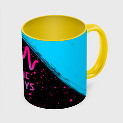 Кружка 3D Arctic Monkeys - neon gradient, цвет: 3D-белый + желтый