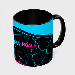 Кружка 3D Papa Roach - neon gradient по-горизонтали, цвет: 3D-белый + черный