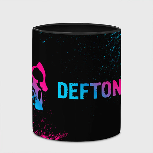 Кружка цветная Deftones - neon gradient по-горизонтали / 3D-Белый + черный – фото 2