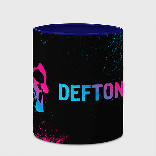 Кружка цветная Deftones - neon gradient по-горизонтали / 3D-Белый + синий – фото 2