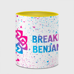 Кружка 3D Breaking Benjamin neon gradient style по-горизонта, цвет: 3D-белый + желтый — фото 2