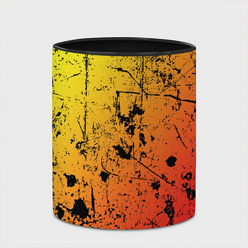 Кружка цветная Огненный перелив заката с текстурой царапин и брыз / 3D-Белый + черный – фото 2