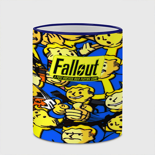 Кружка цветная Fallout logo game / 3D-Синий кант – фото 2
