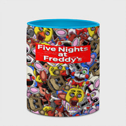 Кружка 3D Five Nights at Freddys все персонажы хоррора, цвет: 3D-белый + небесно-голубой — фото 2