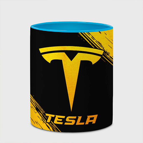 Кружка цветная Tesla - gold gradient / 3D-Белый + небесно-голубой – фото 2