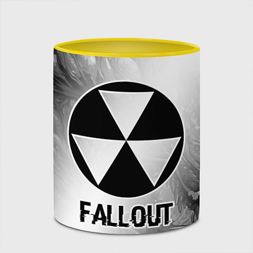 Кружка цветная Fallout glitch на светлом фоне / 3D-Белый + желтый – фото 2