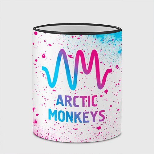 Кружка цветная Arctic Monkeys neon gradient style / 3D-Черный кант – фото 2