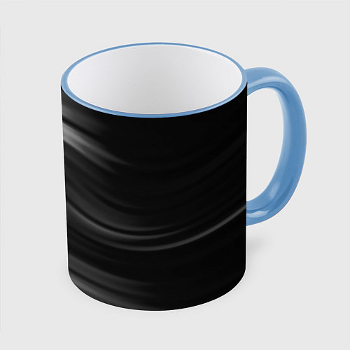 Кружка цветная Черно белый волнистый абстрактный узор / 3D-Небесно-голубой кант – фото 1