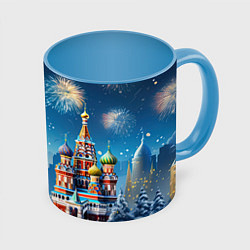 Кружка 3D Новогодняя Москва, цвет: 3D-белый + небесно-голубой