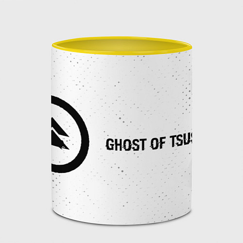 Кружка цветная Ghost of Tsushima glitch на светлом фоне по-горизо / 3D-Белый + желтый – фото 2