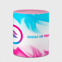 Кружка 3D Ghost of Tsushima neon gradient style по-горизонта, цвет: 3D-белый + розовый — фото 2
