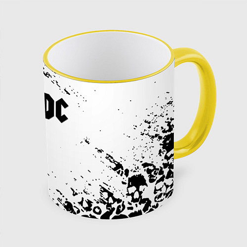 Кружка цветная ACDC rock collection краски черепа / 3D-Желтый кант – фото 1