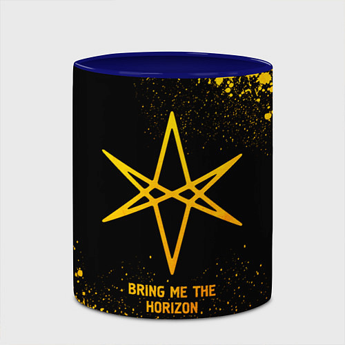 Кружка цветная Bring Me the Horizon - gold gradient / 3D-Белый + синий – фото 2