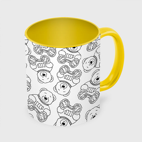 Кружка цветная Мишки из СССР / 3D-Белый + желтый – фото 1