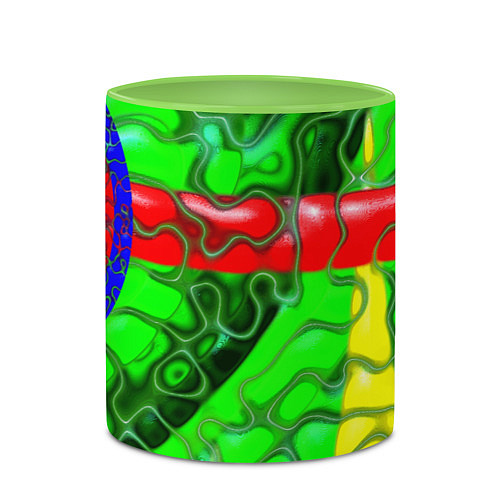 Кружка цветная Кожаный рельеф / 3D-Белый + светло-зеленый – фото 2