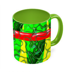 Кружка 3D Кожаный рельеф, цвет: 3D-белый + светло-зеленый