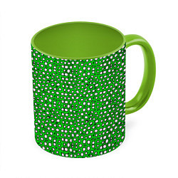 Кружка 3D Белые пузырьки на зелёном фоне, цвет: 3D-белый + светло-зеленый