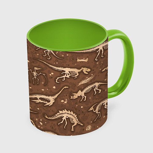 Кружка цветная Dinosaurs bones / 3D-Белый + светло-зеленый – фото 1