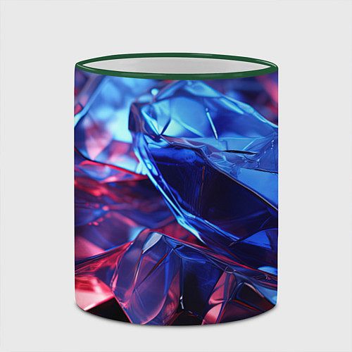 Кружка цветная Синие алмазы / 3D-Зеленый кант – фото 2