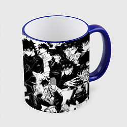 Кружка 3D Мэгуми Фушигуро - Магическая битва, цвет: 3D-синий кант