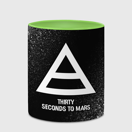Кружка цветная Thirty Seconds to Mars glitch на темном фоне / 3D-Белый + светло-зеленый – фото 2