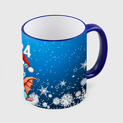 Кружка 3D Дракон зимних праздников, цвет: 3D-синий кант