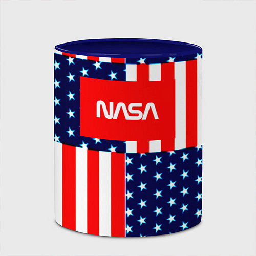 Кружка цветная NASA usa space logo / 3D-Белый + синий – фото 2