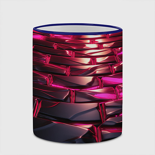 Кружка цветная Неоновые фиолетовые и розовые камни / 3D-Синий кант – фото 2