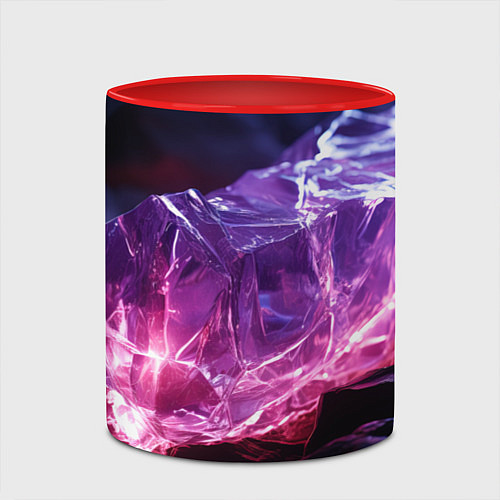 Кружка цветная Стеклянный камень с фиолетовой подсветкой / 3D-Белый + красный – фото 2