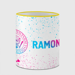 Кружка 3D Ramones neon gradient style по-горизонтали, цвет: 3D-желтый кант — фото 2