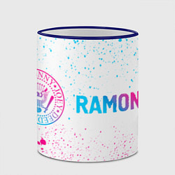 Кружка 3D Ramones neon gradient style по-горизонтали, цвет: 3D-синий кант — фото 2