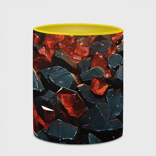 Кружка цветная Красные и черные плиты / 3D-Белый + желтый – фото 2