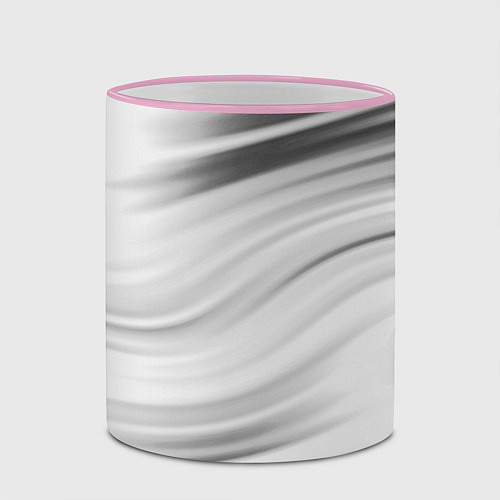 Кружка цветная Бело-серый абстрактный узор дымчатый / 3D-Розовый кант – фото 2