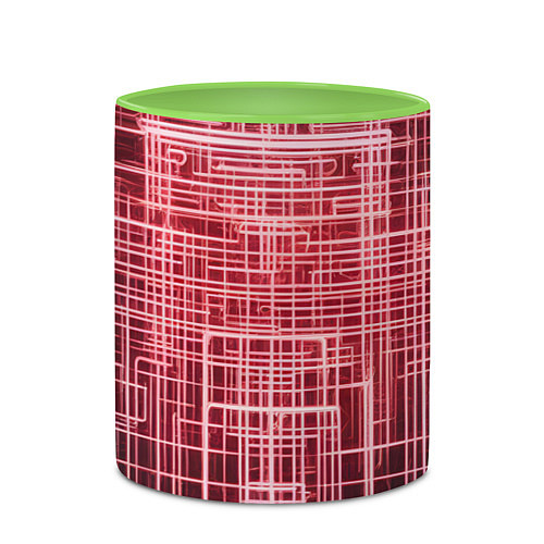 Кружка цветная Красные неоновые полосы киберпанк / 3D-Белый + светло-зеленый – фото 2