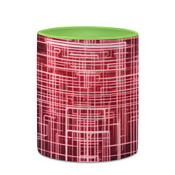 Кружка 3D Красные неоновые полосы киберпанк, цвет: 3D-белый + светло-зеленый — фото 2