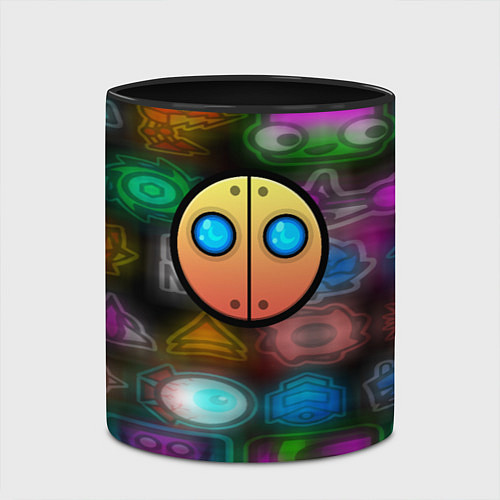 Кружка цветная Geometry dash stiker / 3D-Белый + черный – фото 2