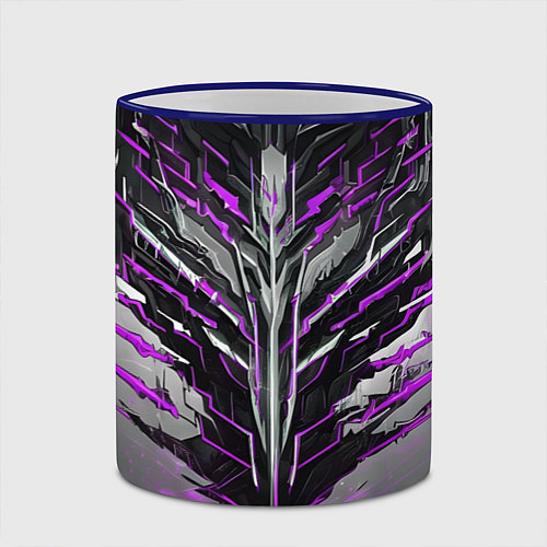 Кружка цветная Киберпанк доспех фиолетовый / 3D-Синий кант – фото 2