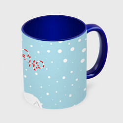 Кружка 3D Лама в роли Санта Клауса, цвет: 3D-белый + синий