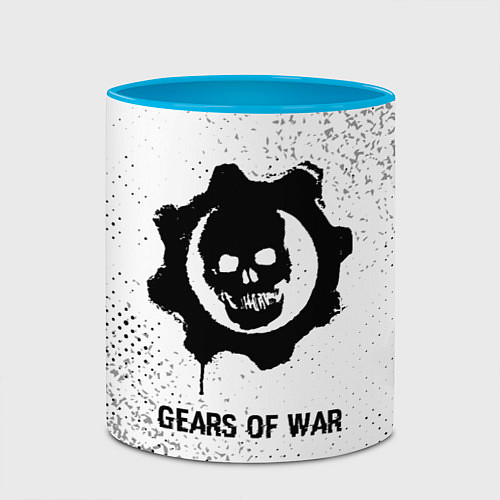 Кружка цветная Gears of War glitch на светлом фоне / 3D-Белый + небесно-голубой – фото 2