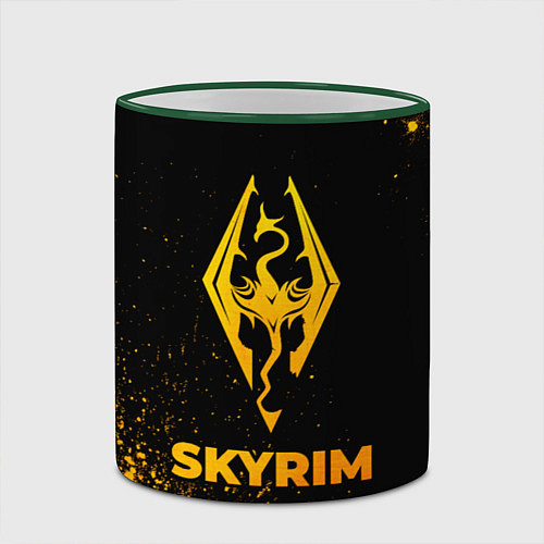 Кружка цветная Skyrim - gold gradient / 3D-Зеленый кант – фото 2