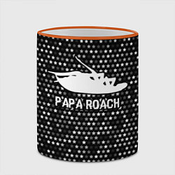 Кружка 3D Papa Roach glitch на темном фоне, цвет: 3D-оранжевый кант — фото 2