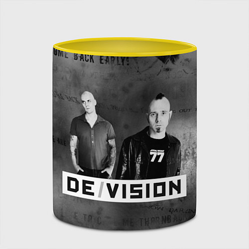 Кружка цветная Devision - a band from germany / 3D-Белый + желтый – фото 2