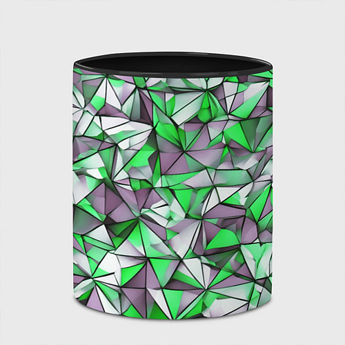 Кружка цветная Маленькие зелёные треугольники / 3D-Белый + черный – фото 2