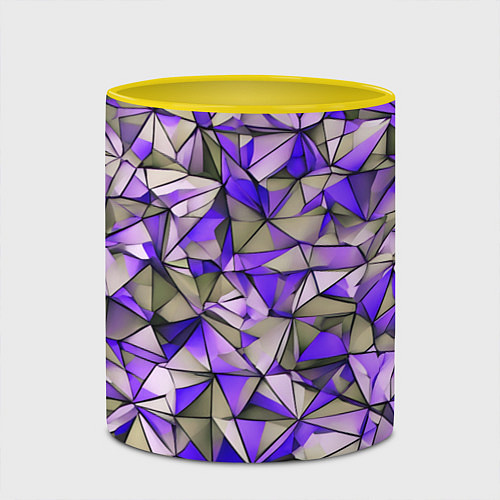 Кружка цветная Маленькие фиолетовые треугольники / 3D-Белый + желтый – фото 2