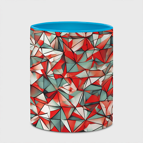 Кружка цветная Маленькие красные треугольники / 3D-Белый + небесно-голубой – фото 2