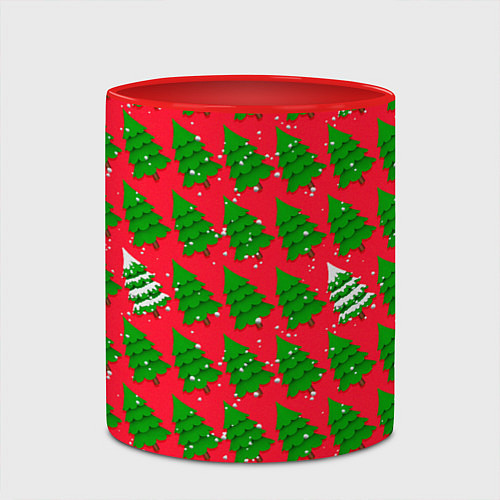 Кружка цветная Рождественские ёлки / 3D-Белый + красный – фото 2
