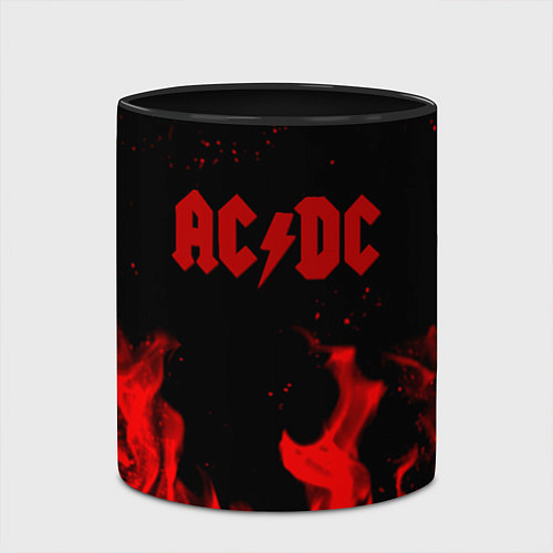 Кружка цветная AC DC огненный стиль / 3D-Белый + черный – фото 2