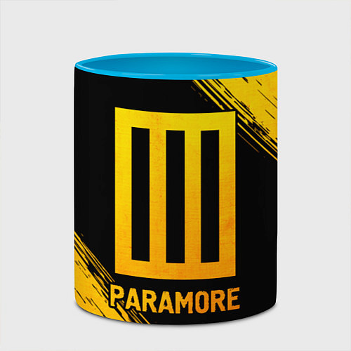 Кружка цветная Paramore - gold gradient / 3D-Белый + небесно-голубой – фото 2